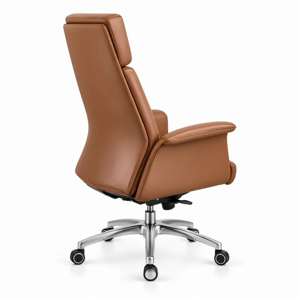 Ergonomische directiestoel met hoge rugleuning en hoofdsteun, 68 x 70 x 118-128 cm, cognacbruin