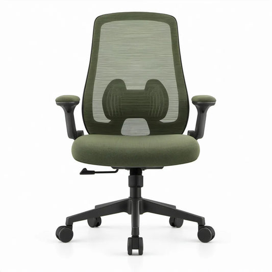 Ergonomische draaibare bureaustoel met lendensteun en armleuningen, 64 x 64 x 114-124 cm, olijfgroen/zwart