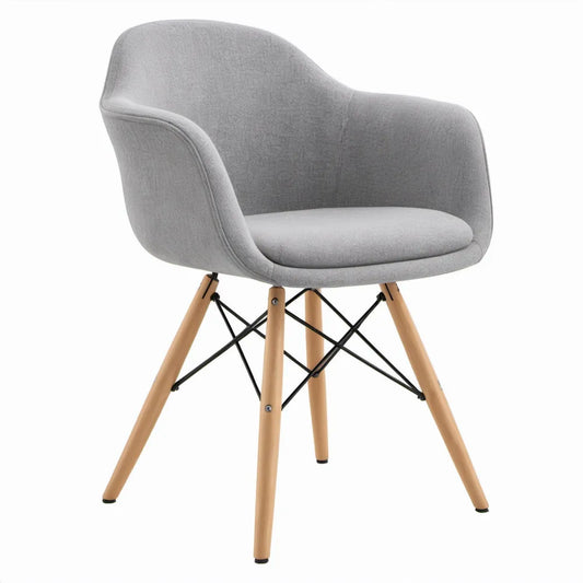 Gestoffeerde armstoel lichtgrijs met beukenhouten poten, 62 x 60 x 82 cm