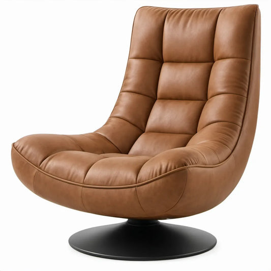 Draaibare loungestoel van PU-kunstleer cognac/zwart 85 x 90 x 105 cm