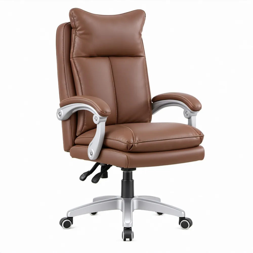 Ergonomische bureaustoel met hoge rugleuning, bruin PU-kunstleer, 66 x 70 x 112-122 cm