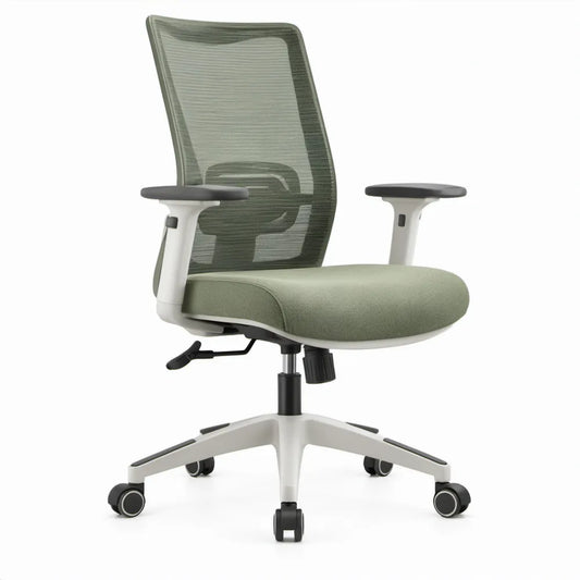 Ergonomische bureaustoel met verstelbare armleuningen, groen/wit/zwart, 64 x 64 x 116-126 cm