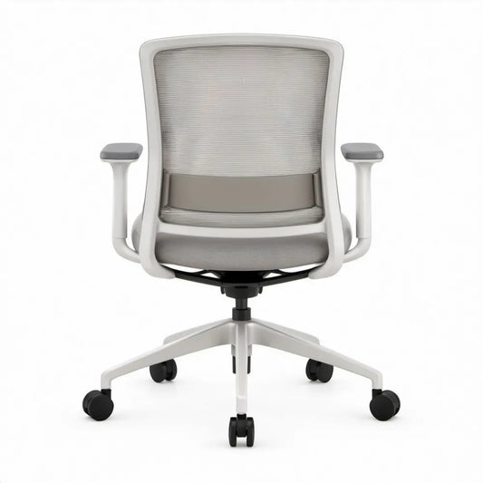 Ergonomische bureaustoel met lendensteun, grijs/wit/zwart, 62 x 62 x 98-108 cm