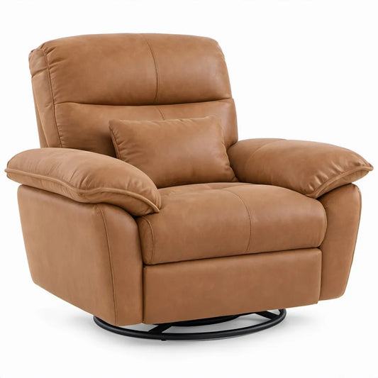 Draaifauteuil van PU-kunstleer met 360° draaivoet, Cognac/Zwart, 105 x 100 x 105 cm