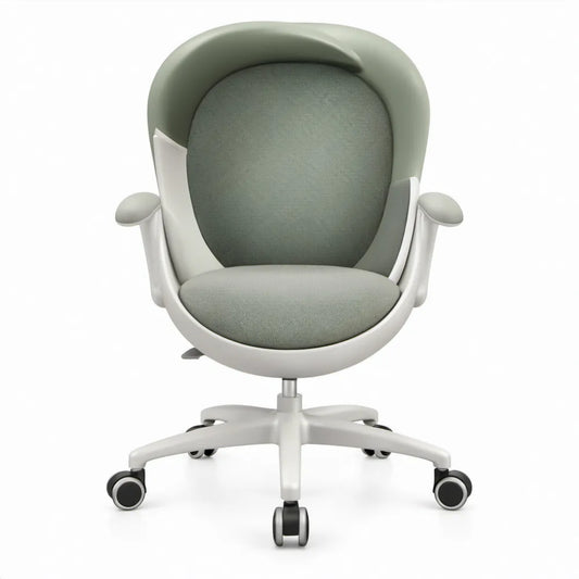 Ergonomische bureaustoel met armleuningen en hoofdsteun, 64 x 64 x 112-122 cm, grijs/wit