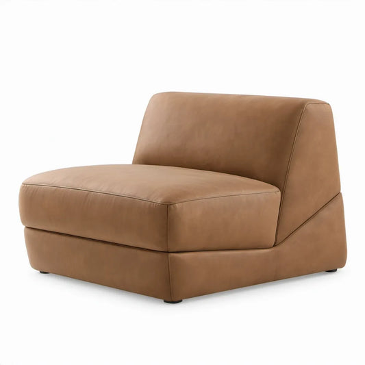 Loungestoel zonder armleuningen 90 x 90 x 75 cm cognac PU-kunstleer